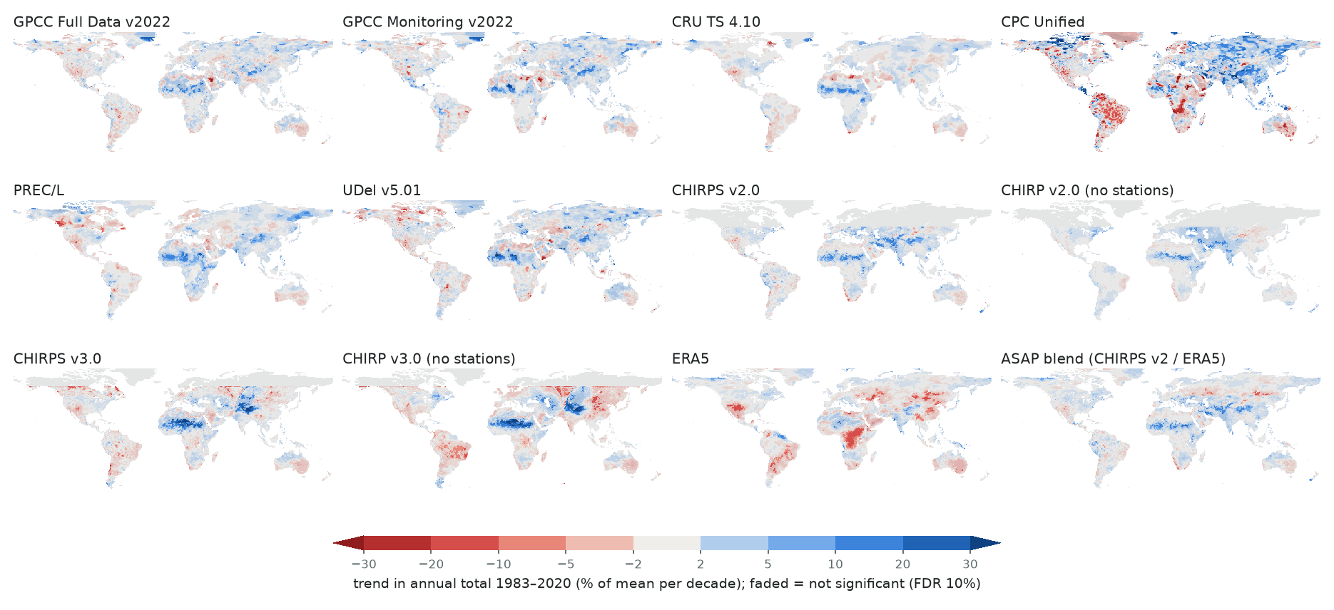 Small-multiple maps of 1983–2020 trends per product.