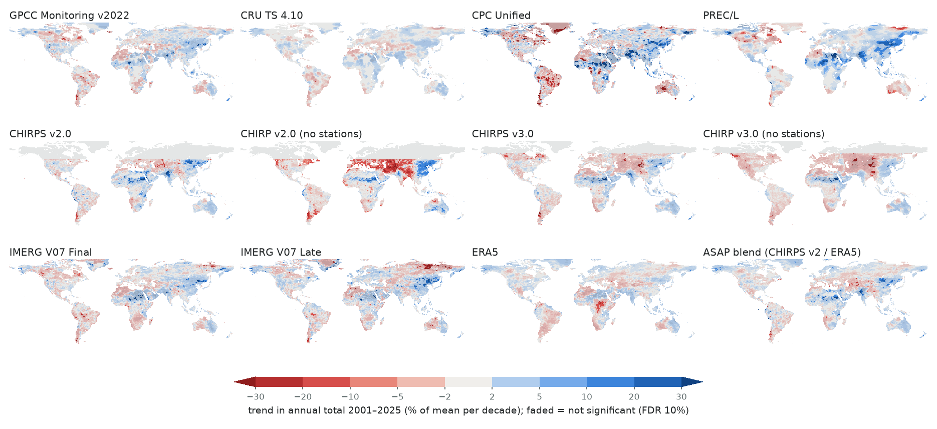 Small-multiple maps of 2001–2025 trends per product.