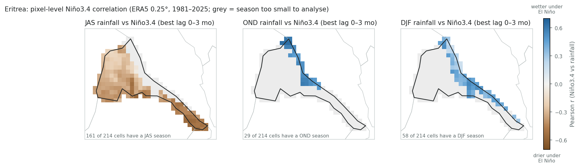 Pixel-level Niño3.4 correlation maps
