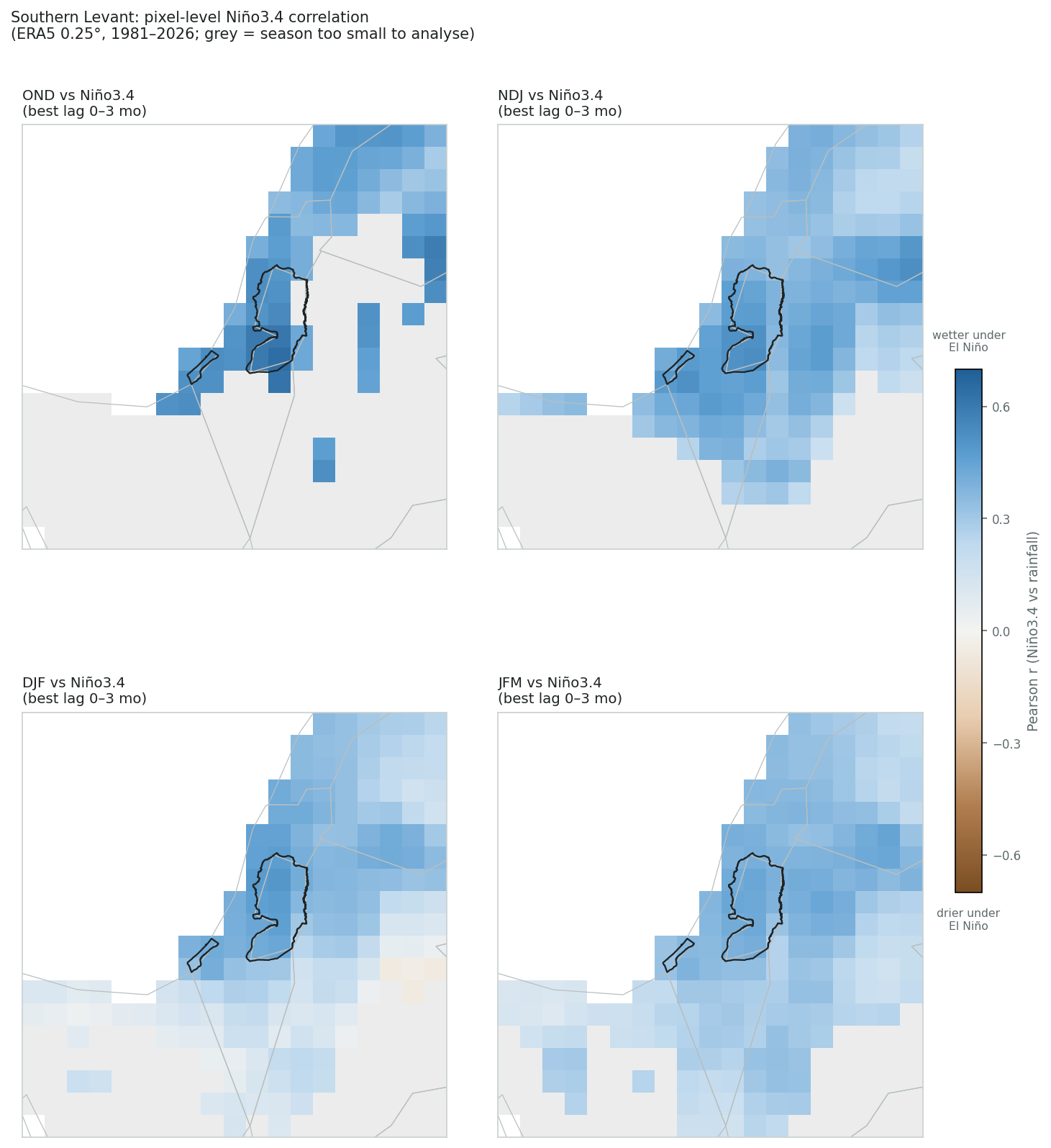 Pixel correlation maps, southern Levant