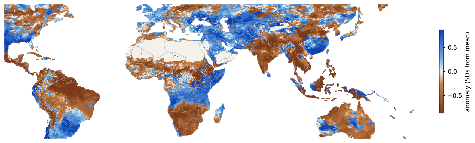 El Niño composite rainfall anomaly, pixel
