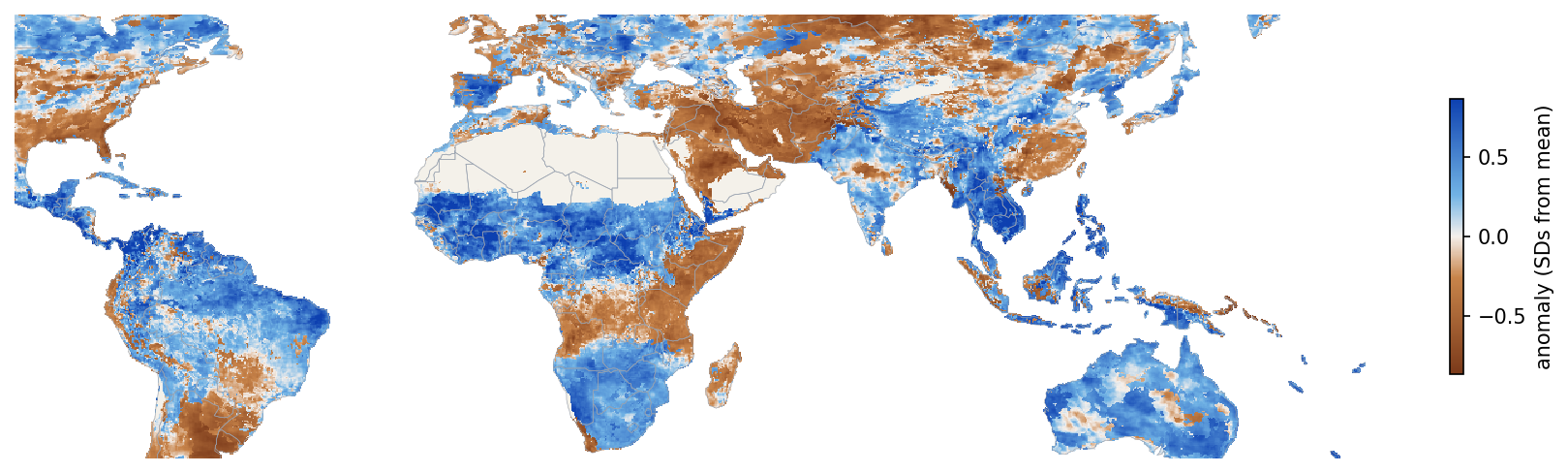 La Niña composite rainfall anomaly, pixel