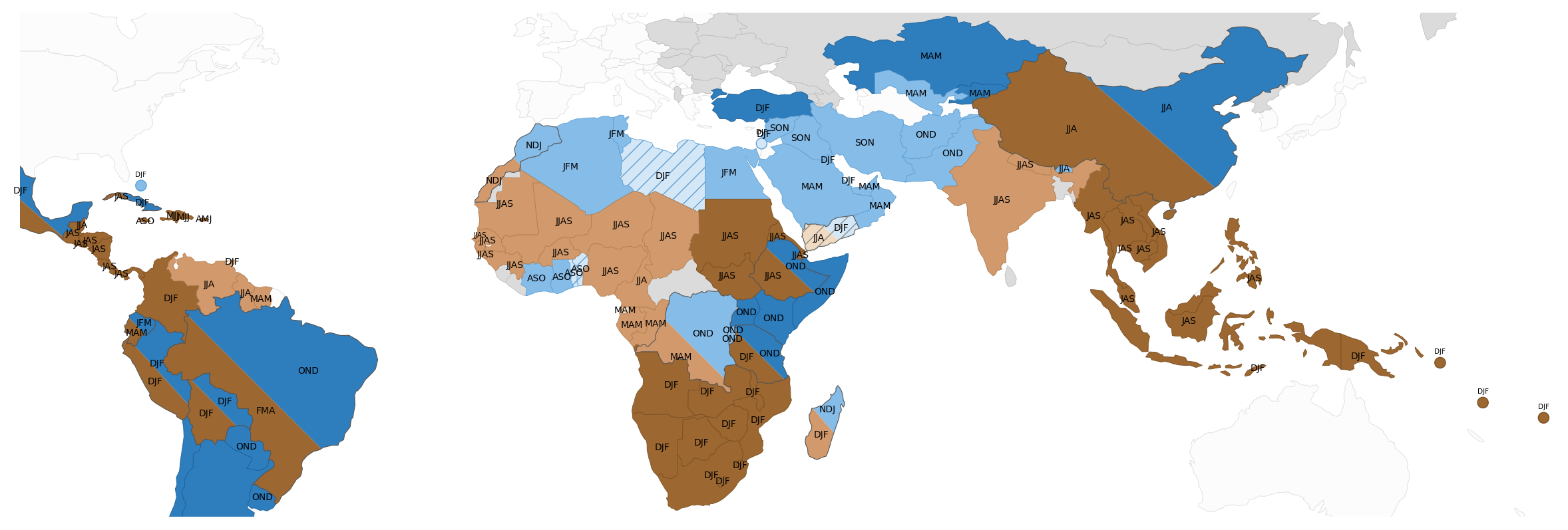 Documented El Niño rainfall impacts across humanitarian-priority regions