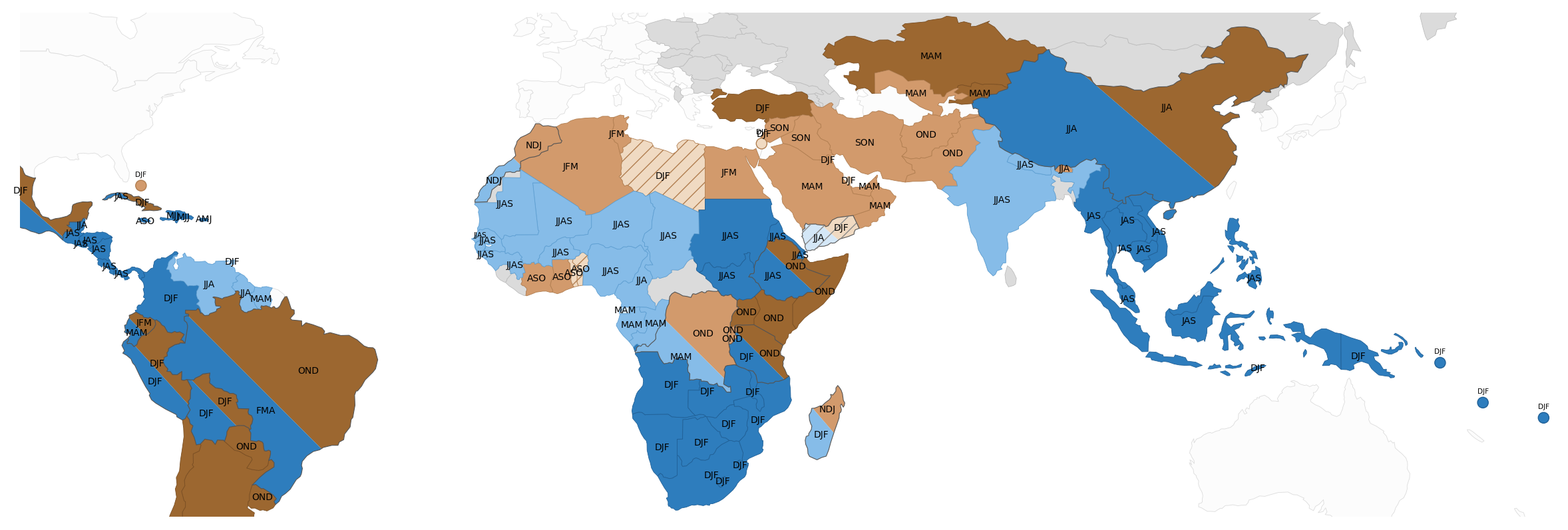Typical La Niña rainfall impacts across humanitarian-priority regions